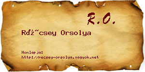 Récsey Orsolya névjegykártya